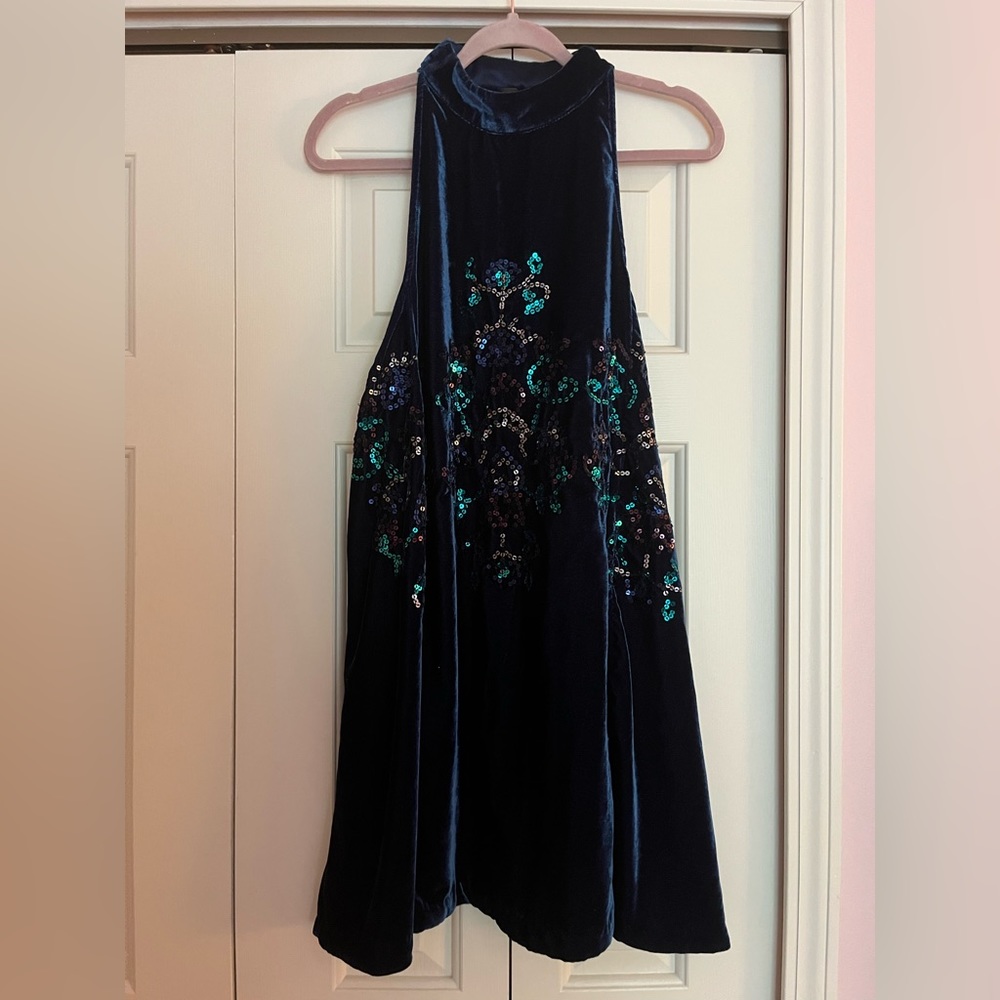Free People Blue Velvet Sequin Swing Dress - Picture 5 of 9